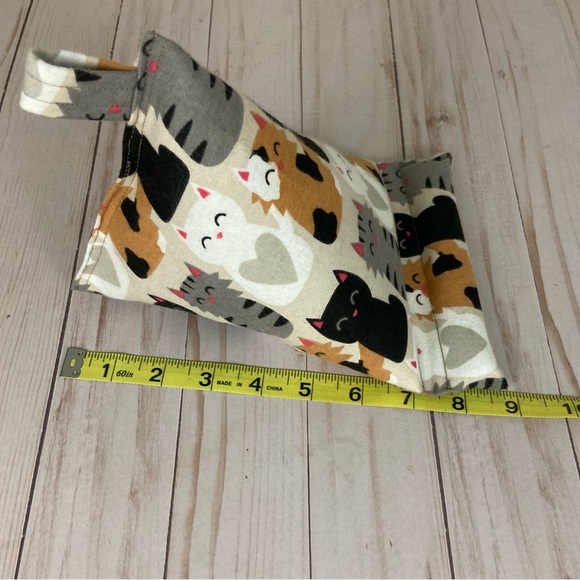 Phone Holder Pillow Stand Cellphone Black Cat Striped White Gray Heart Handmade - Picture 11 of 12
